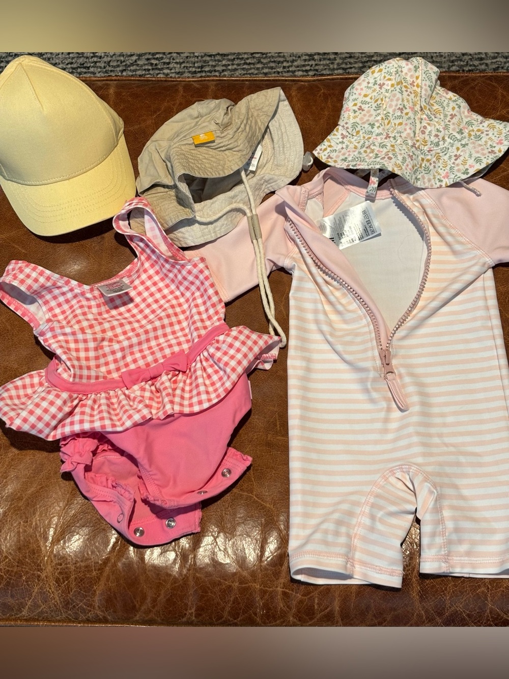H&M and RuffleButts Baby Swimsuits and Infant hats